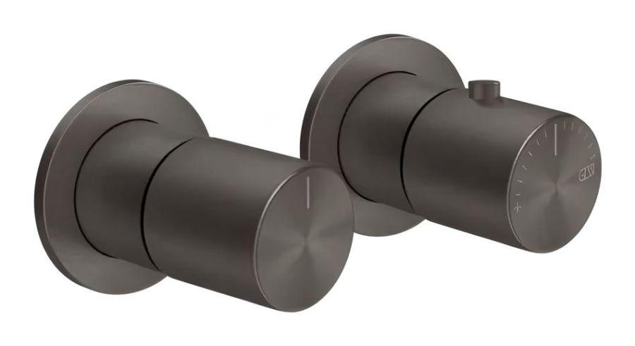 Термостат Gessi Habito, настенный, встраиваемый, на 2 потребителя, внешняя часть, цвет Black Metal Brushed PVD