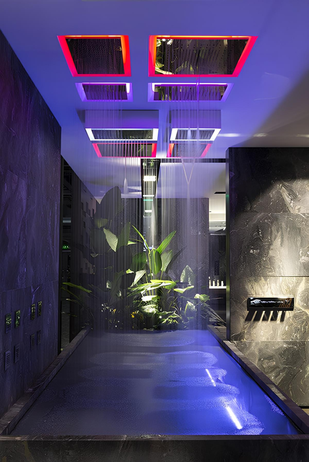 Верхний душ Gessi Afilo, 300x300 мм, многофункциональный, встраиваемый в потолок, с внешним боксом/заподлицо, с хромотерапией, скрытая часть, цвет Matte White - изображение 1