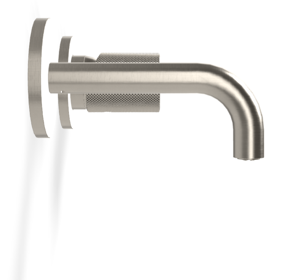 Смеситель для раковины Carlo Frattini Spillo Tech, ручка G Collection, настенный, с донным клапаном Click-Clack, излив 120 мм, внешняя часть, цвет никель брашированный - изображение 2