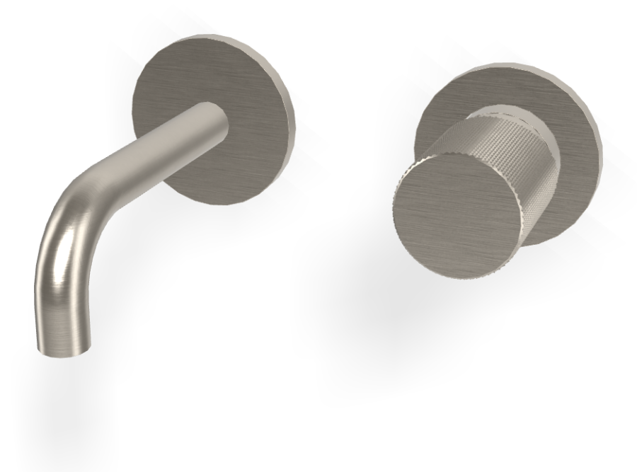 Смеситель для раковины Carlo Frattini Spillo Tech, ручка G Collection, настенный, с донным клапаном Click-Clack, излив 120 мм, внешняя часть, цвет никель брашированный