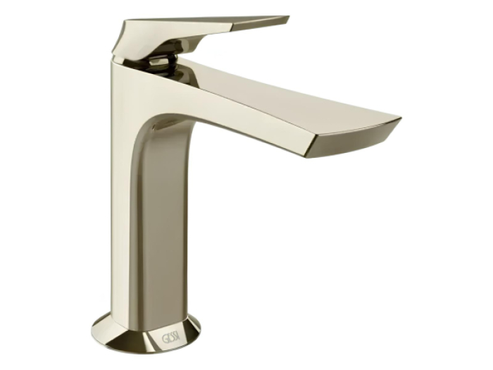 На изображении товар Смеситель для раковины Gessi Ventaglio, с донным клапаном и соединительными шлангами, L-176 мм, цвет Nickel PVD от официального представителя в Москве