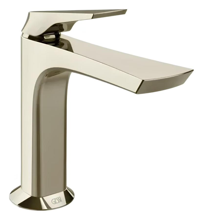 Смеситель для раковины Gessi Ventaglio, с донным клапаном и соединительными шлангами, L-176 мм, цвет Nickel PVD