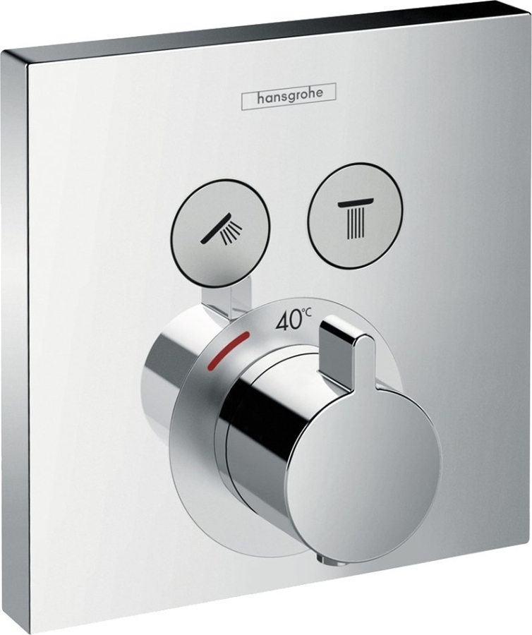 Термостатический смеситель для душа Hansgrohe ShowerSelect E, внешняя часть, для 2-х потребителей, цвет Хром