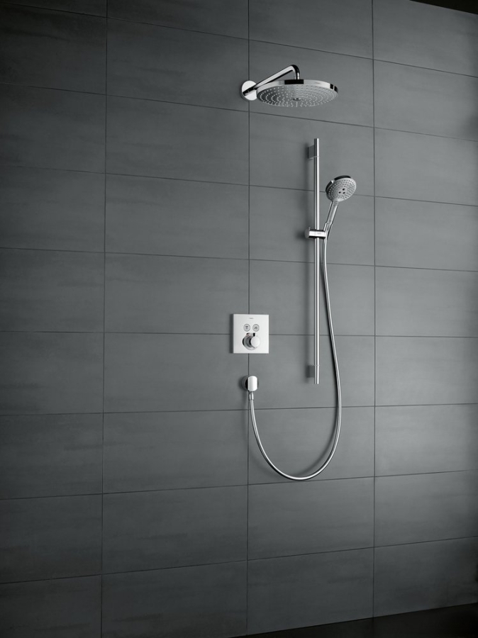 Термостатический смеситель для душа Hansgrohe ShowerSelect E, внешняя часть, для 2-х потребителей, цвет Хром - изображение 1