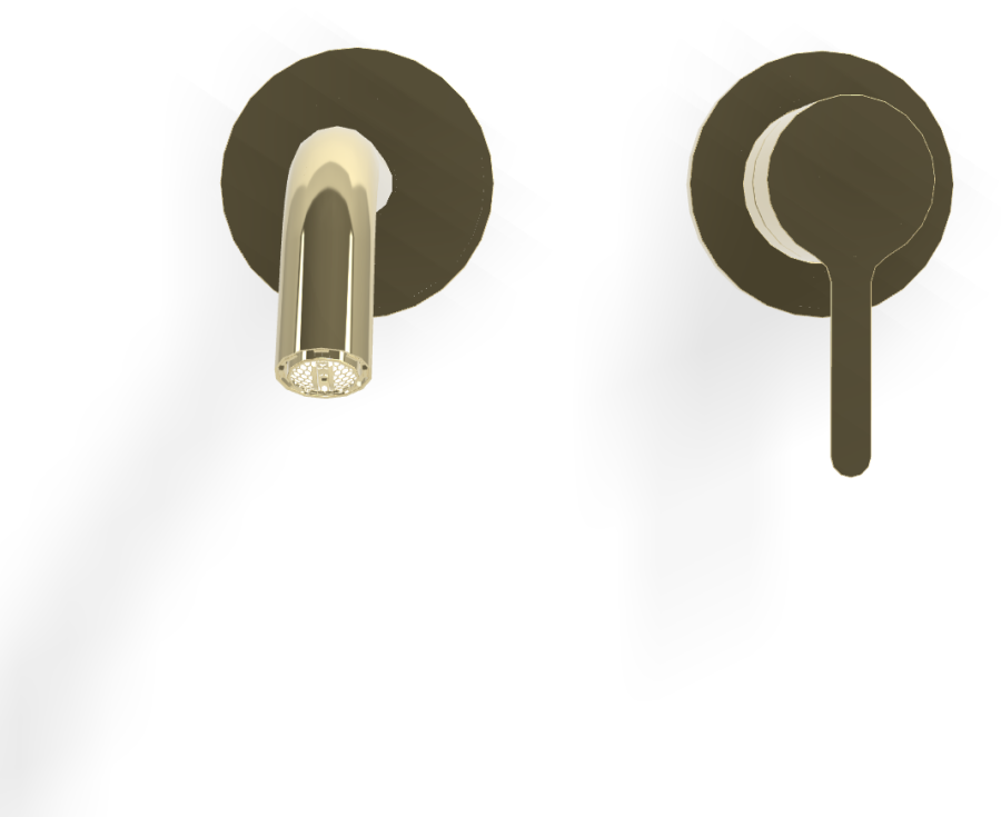 Carlo Frattini Snap смеситель для раковины, настенного монтажа, излив 150 мм, 2 гибких шланга, донный клапан Click-Clack, цвет шампань - изображение 1