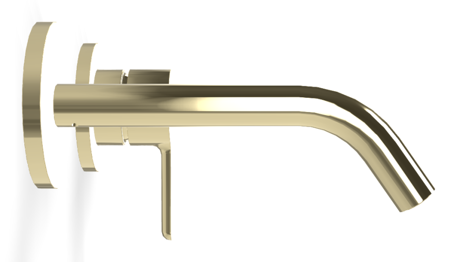 Carlo Frattini Snap смеситель для раковины, настенного монтажа, излив 150 мм, 2 гибких шланга, донный клапан Click-Clack, цвет шампань - изображение 2