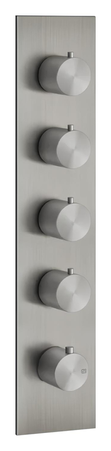 Термостат Gessi316, встраиваемый, высокой производительности, на 4 выхода, внешняя часть, цвет Steel Brushed