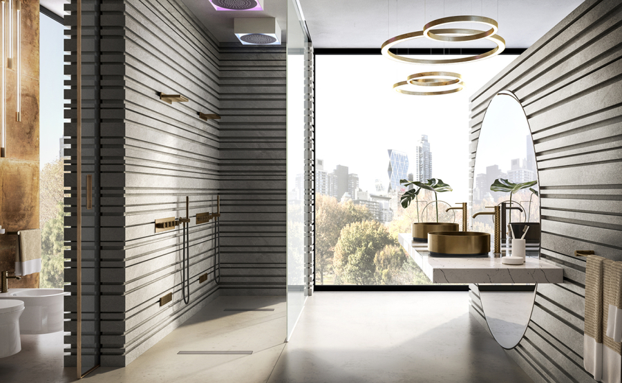 Термостат Gessi316, встраиваемый, высокой производительности, на 4 выхода, внешняя часть, цвет Steel Brushed - изображение 1