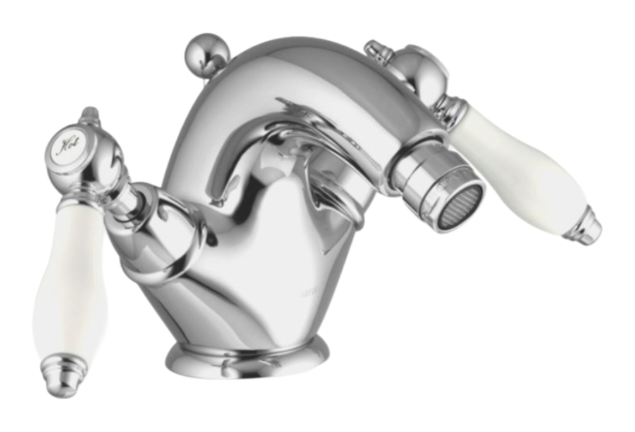 Смеситель для биде Carlo Frattini Herend, XS, с 2 гибкими шлангами, донным клапаном 1"1/4, ширина 188 мм, цвет золото брашированное