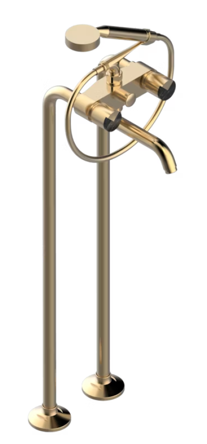 Смеситель THG Le 9 Nero Marquina, для ванны, напольный, двухрычажный, с ручным душем со шлангом, цвет Matt Umber PVD