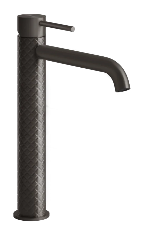 Смеситель для раковины Gessi316, высокий, с длинным изливом, без донного клапана, цвет Black Metal Brushed PVD