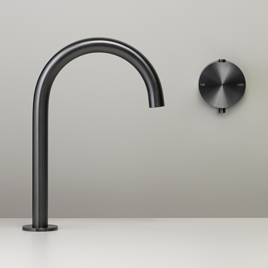 Смеситель для раковины CEA Design Giotto Plus, настенный, двойного действия, внешняя часть, цвет сатинированная нержавеющая сталь - изображение 2