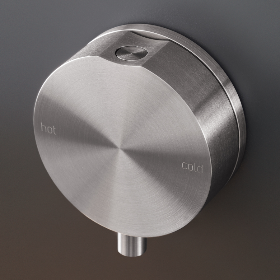 Смеситель для раковины CEA Design Giotto Plus, настенный, двойного действия, внешняя часть, цвет сатинированная нержавеющая сталь - изображение 1
