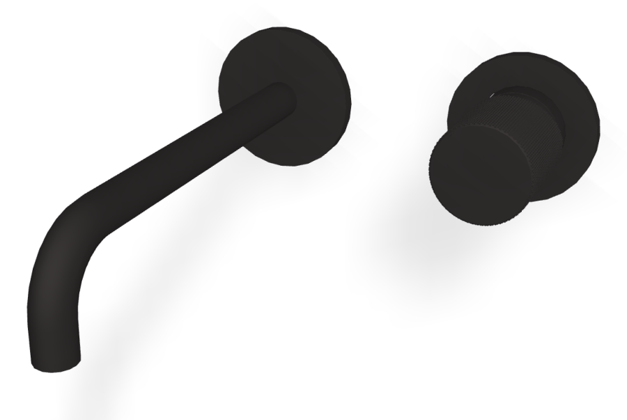 Смеситель для раковины Carlo Frattini Spillo Tech, ручка G Collection, настенный, с донным клапаном Click-Clack, излив 200 мм, внешняя часть, цвет чёрный матовый