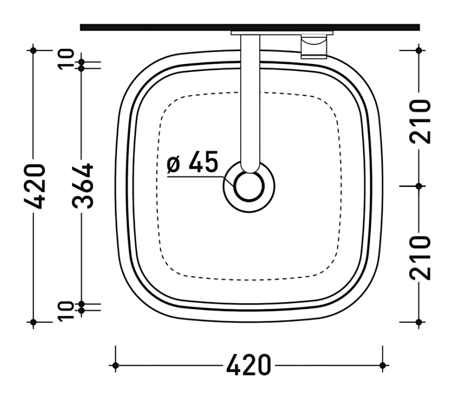 Раковина Flaminia Flag 40, накладная, 420х420 мм, без перелива, цвет Latte - изображение 3