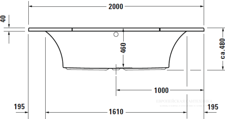 Ванна Duravit 2x3 встраиваемая, 2000х1000 мм, цвет белый - изображение 4