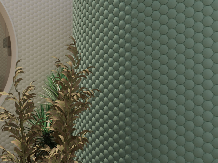 Etruria Керамогранит XXS-3D Cerchio 3D 5Х5 Salvia Su Rete Monocolore 33Х37 - изображение 2