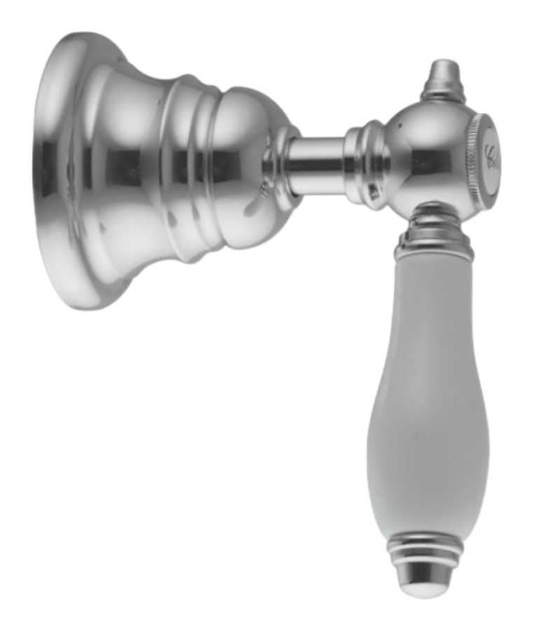 Запорный вентиль Carlo Frattini Herend, с подключением на 1/2", с белой керамической ручкой, Н-123 мм, внешняя часть, цвет хром