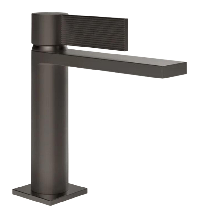 Смеситель для раковины Gessi Inverso, однорычажный, с донным клапаном и соединительными шлангами, Н-178 мм, цвет чёрный металл шлифованный PVD