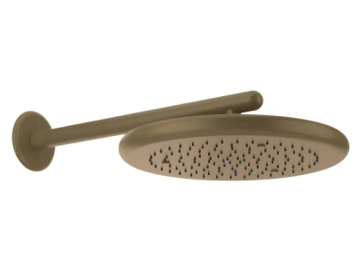 На изображении товар Верхний душ Gessi Goccia, шарнирный, с защитой от известкового налёта, Ø306 мм, цвет Antique Brass от официального представителя в Москве