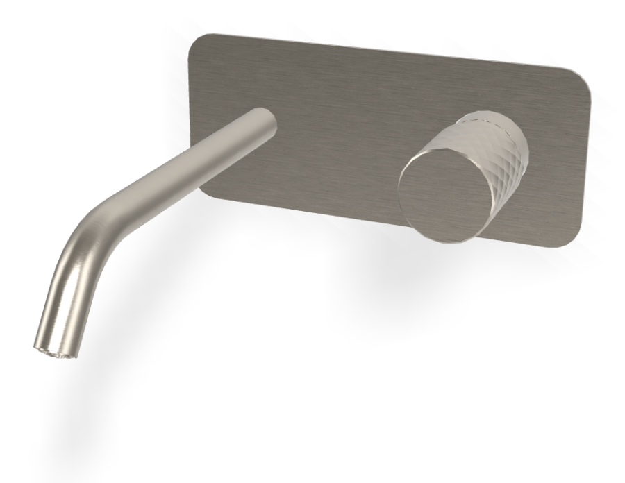 Смеситель для раковины Carlo Frattini Spillo Tech, настенный, с донным клапаном Click-Clack, излив 200 мм, внешняя часть, цвет никель брашированный