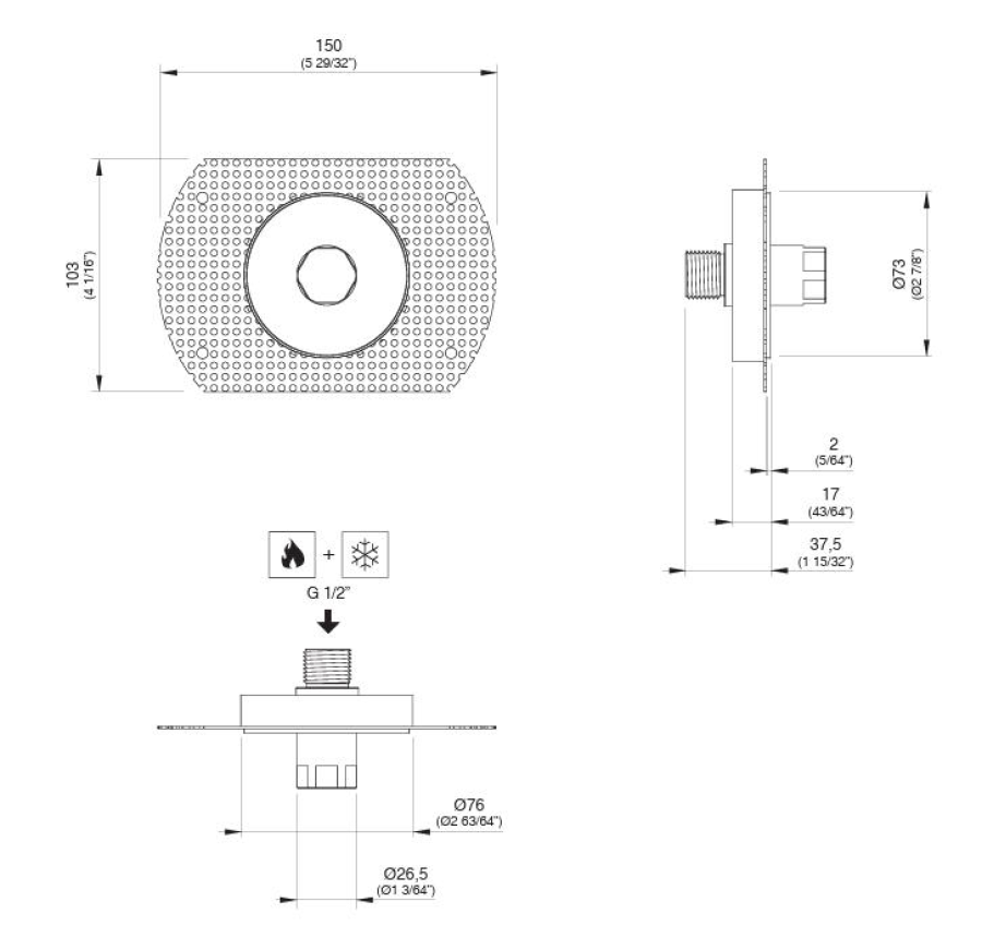 Скрытая часть CEA Design INC08, для верхнего душа - изображение 1