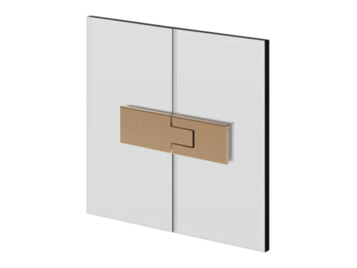 На изображении товар Петля стекло-стекло Gessi Rigato, угол поворота 90 градусов, если вес двери больше 50 кг, использовать 3 петли, максимальная ширина створки 1000 мм, цвет Warm Bronze Br. PVD от официального представителя в Москве