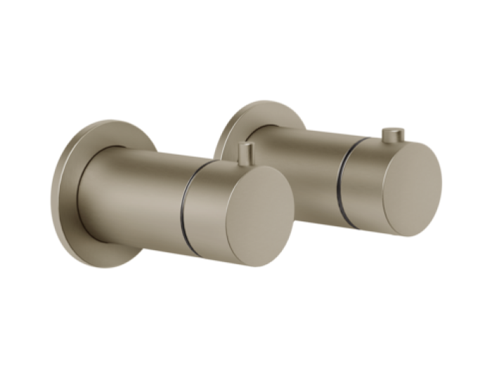 На изображении товар Термостат Gessi Anello, встраиваемый, на 3 потребителя, цвет Finox Brushed Nickel от официального представителя в Москве