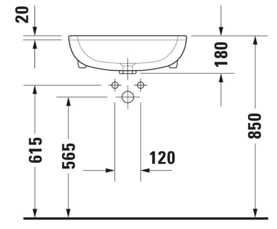 Раковина Duravit D-Code, полувстраиваемая, 550х440 мм, 1 отверстие под смеситель, цвет белый - изображение 2