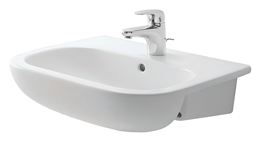Раковина Duravit D-Code, полувстраиваемая, 550х440 мм, 1 отверстие под смеситель, цвет белый