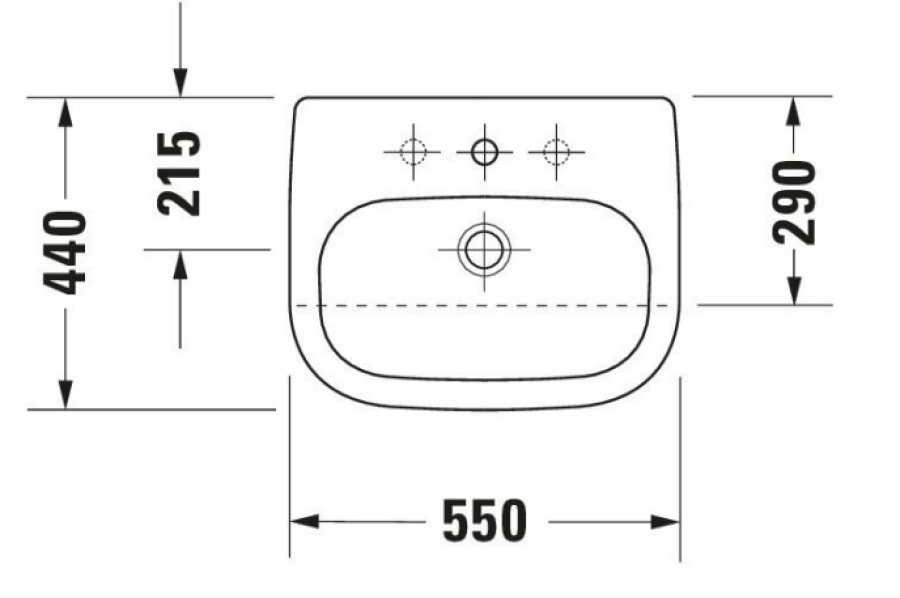 Раковина Duravit D-Code, полувстраиваемая, 550х440 мм, 1 отверстие под смеситель, цвет белый - изображение 1