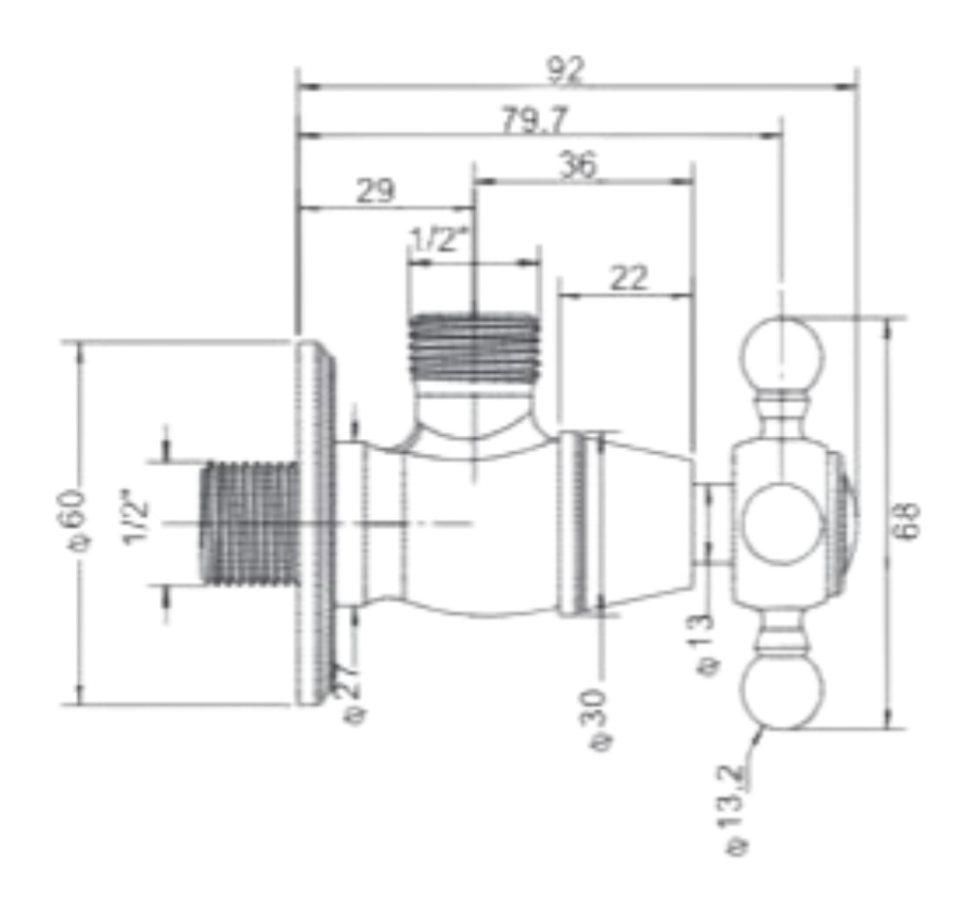 Вентиль Carlo Frattini Sottolavabo, угловой, для смесителя, c выводом под слив 1/2", цвет хром - изображение 1