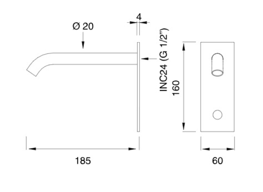 Смеситель для раковины CeaDesign Infrared Taps and Sensors, настенный, с инфракрасным датчиком присутствия, внешняя часть, цвет сатинированная сталь - изображение 1