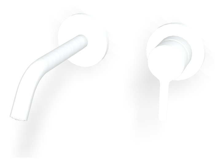 На изображении товар Смеситель для раковины Carlo Frattini Snap, настенный, однорычажный, с донным клапаном Click-Clack, излив 158 мм, внешняя часть, цвет белый матовый от официального представителя в Москве