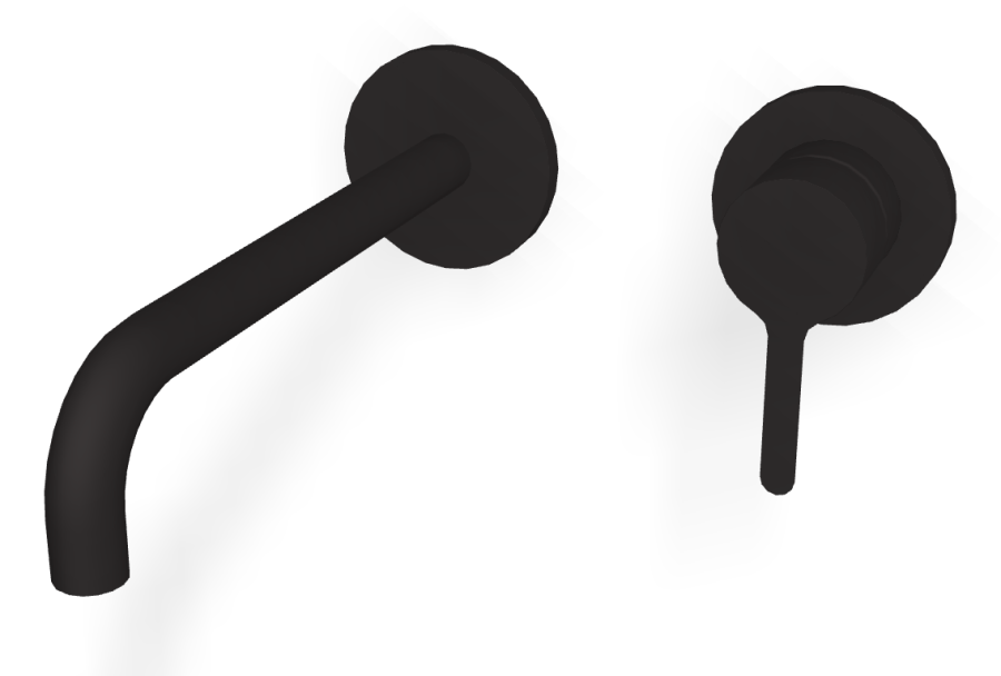 Смеситель для раковины Carlo Frattini Snap, настенный, однорычажный, с донным клапаном Click-Clack, излив 200 мм, внешняя часть, цвет чёрный матовый