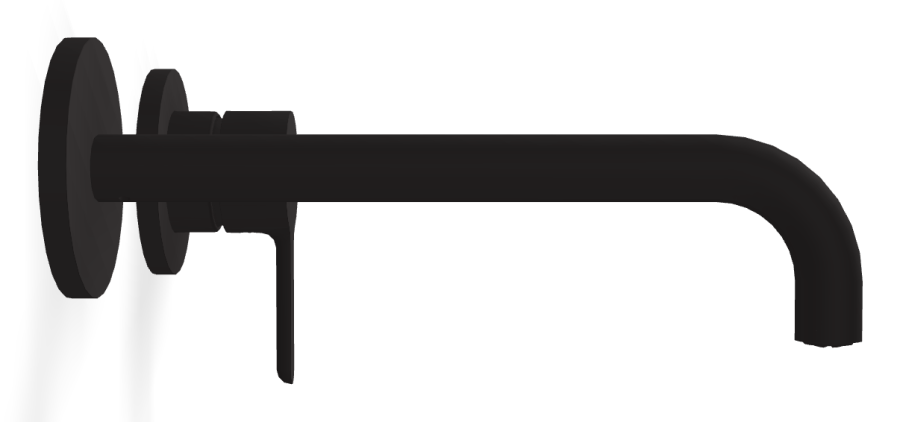 Смеситель для раковины Carlo Frattini Snap, настенный, однорычажный, с донным клапаном Click-Clack, излив 200 мм, внешняя часть, цвет чёрный матовый - изображение 2