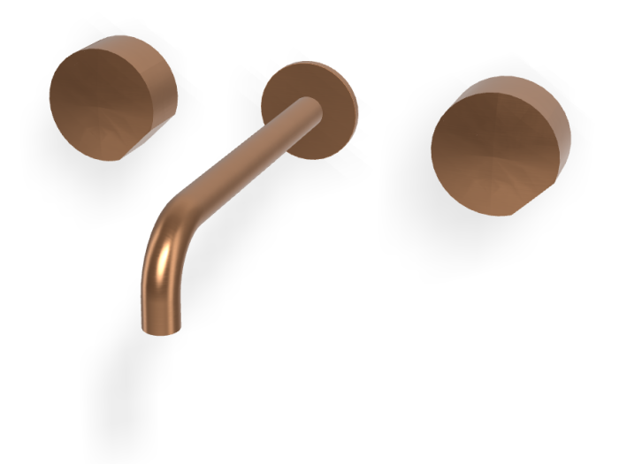 На изображении товар Смеситель для раковины Carlo Frattini SO, настенный, без ручек, с донным клапаном Click-Clack, излив 200 мм, внешняя часть, цвет брашированная янтарная бронза от официального представителя в Москве