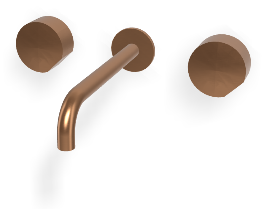 Смеситель для раковины Carlo Frattini SO, настенный, без ручек, с донным клапаном Click-Clack, излив 200 мм, внешняя часть, цвет брашированная янтарная бронза