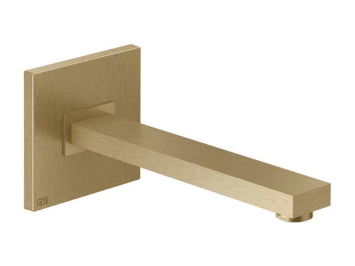 На изображении товар Излив Gessi Rettangolo К, настенный, комбинируемый с удаленным управлением, 207 мм, цвет Warm Bronze Brushed PVD от официального представителя в Москве