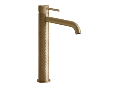 Смеситель для раковины Gessi316, высокий, с длинным изливом, без донного клапана, цвет Warm Bronze Brushed PVD