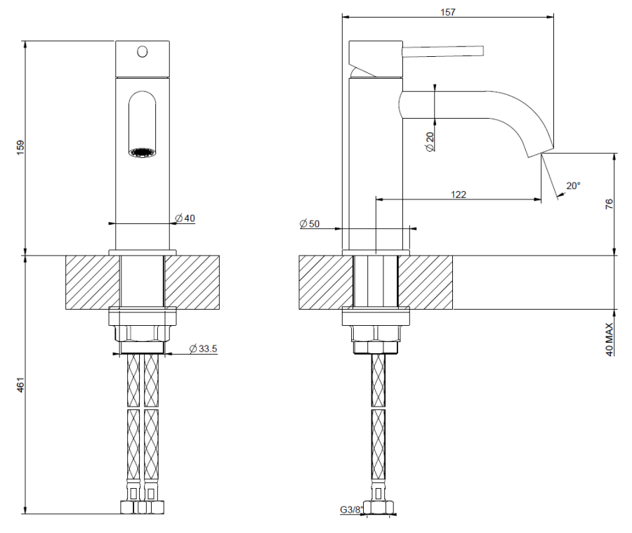 Смеситель для раковины Gessi316 Flessa, без донного клапана, цвет Matte Black - изображение 1