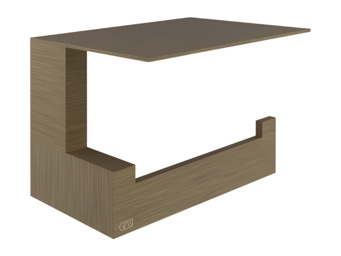 На изображении товар Бумагодержатель Gessi Rettangolo, настенный, с крышкой, 155хh35х100 мм, цвет Antique Brass от официального представителя в Москве