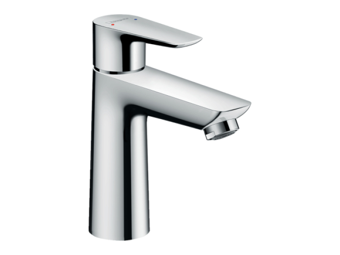 На изображении товар Смеситель для раковины Hansgrohe Talis E, однорычажный, 110, с донным клапаном, цвет хром от официального представителя в Москве