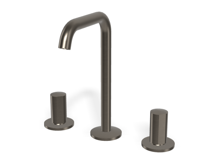 На изображении товар Смеситель для раковины Carlo Frattini SO, без ручек, с донным клапаном Click-Clack, вращающимся изливом Ø18 мм, 2 гибкими шлангами, Н-228 мм, цвет чёрный хром брашированный от официального представителя в Москве