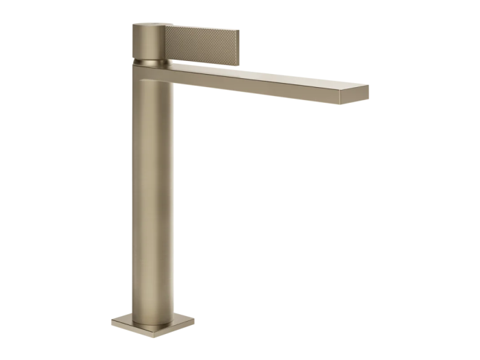 На изображении товар Смеситель для раковины Gessi Inverso, средний, без донного клапана, цвет Finox Brushed Nickel от официального представителя в Москве