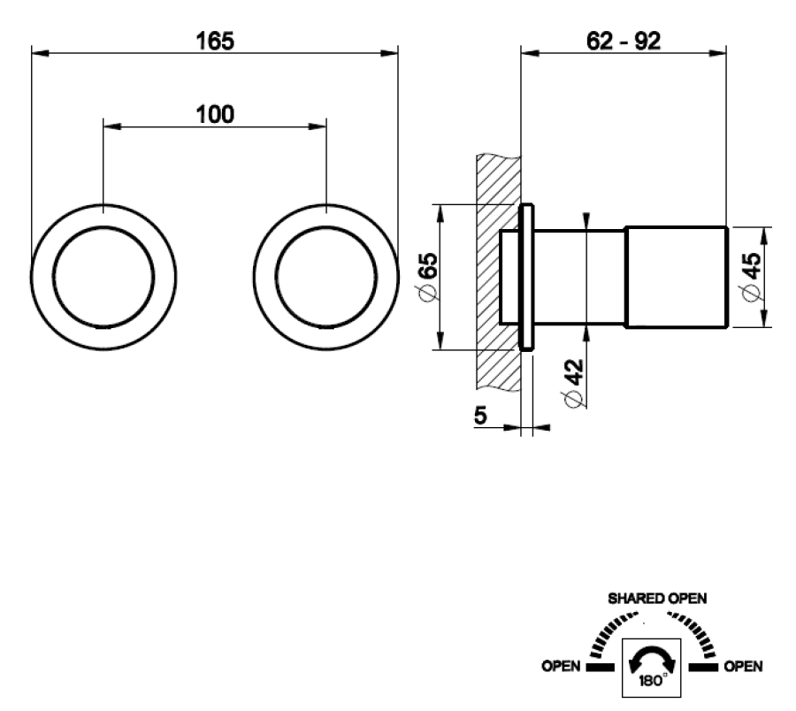 Смеситель для душа Gessi Habito Intreccio, встраиваемый, на 2 отверстия, с переключателем, внешняя часть, цвет Copper Brushed PVD - изображение 1