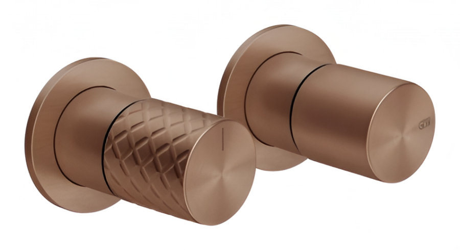 Смеситель для душа Gessi Habito Intreccio, встраиваемый, на 2 отверстия, с переключателем, внешняя часть, цвет Copper Brushed PVD