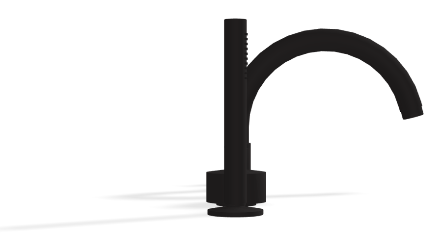 Смеситель для ванны Carlo Frattini SO, на борт, с изливом, вытяжным ручным душем, без ручек, цвет чёрный матовый - изображение 2