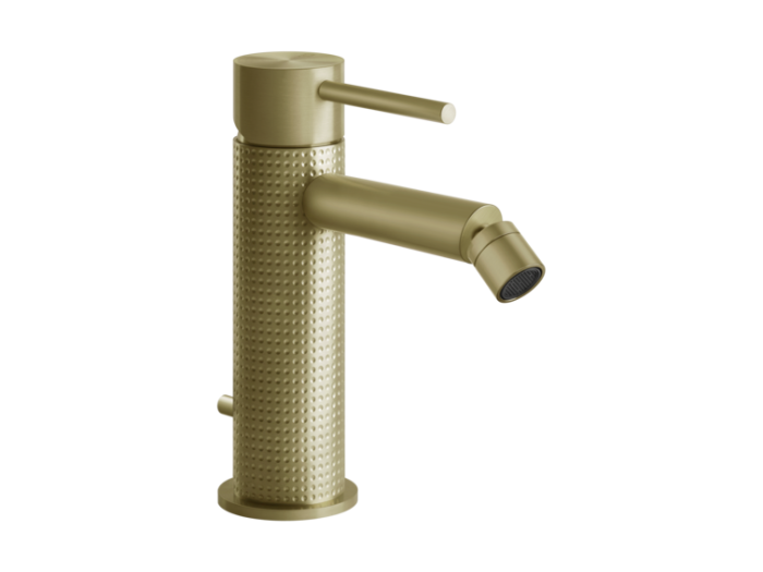 На изображении товар Cмеситель для биде Gessi 316, однорычажный, с донным клапаном, цвет Brass Brushed PVD от официального представителя в Москве