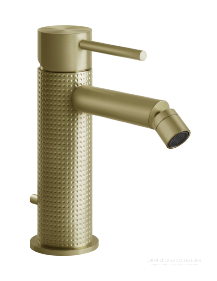 Cмеситель для биде Gessi 316, однорычажный, с донным клапаном, цвет Brass Brushed PVD